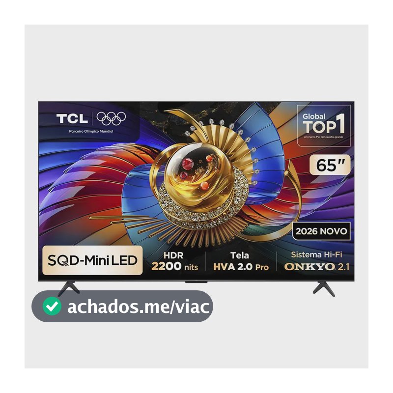 Smart TV TCL 65 Polegadas SQD-Mini LED 4K Q7D Pro WiFi Bluetooth Google TV HDR10+ 144 Hz 65Q7DPRO