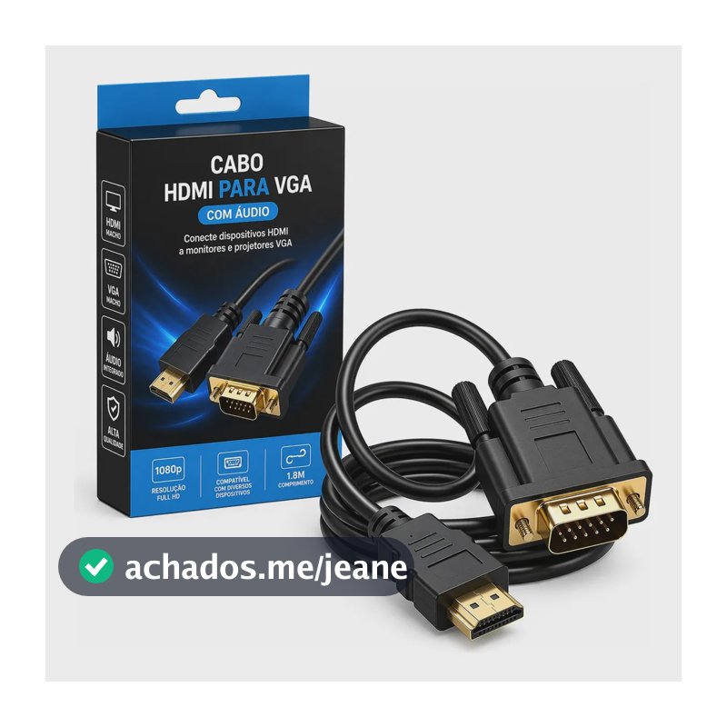 Cabo Conversor Hdmi Macho X Vga Macho 1.8 Metros Ezsias Armarinhos