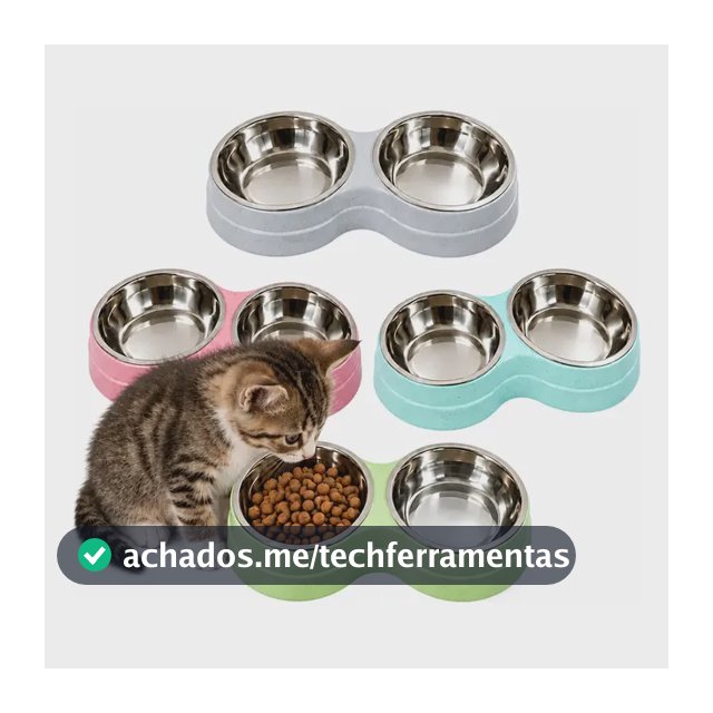 Comedouro Bebedouro Duplo Com Tigelas De Inox Pet Cão Gato