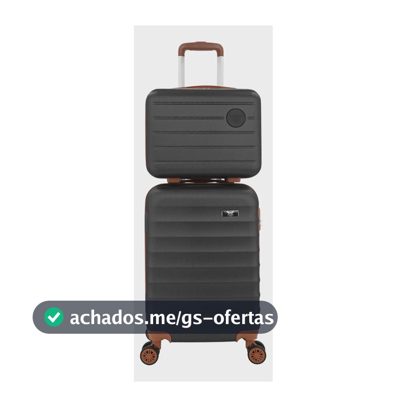 Kit Mala De Viagem Bordo Mão Pequena 10kg Abs Cadeado 360 Cor Preto