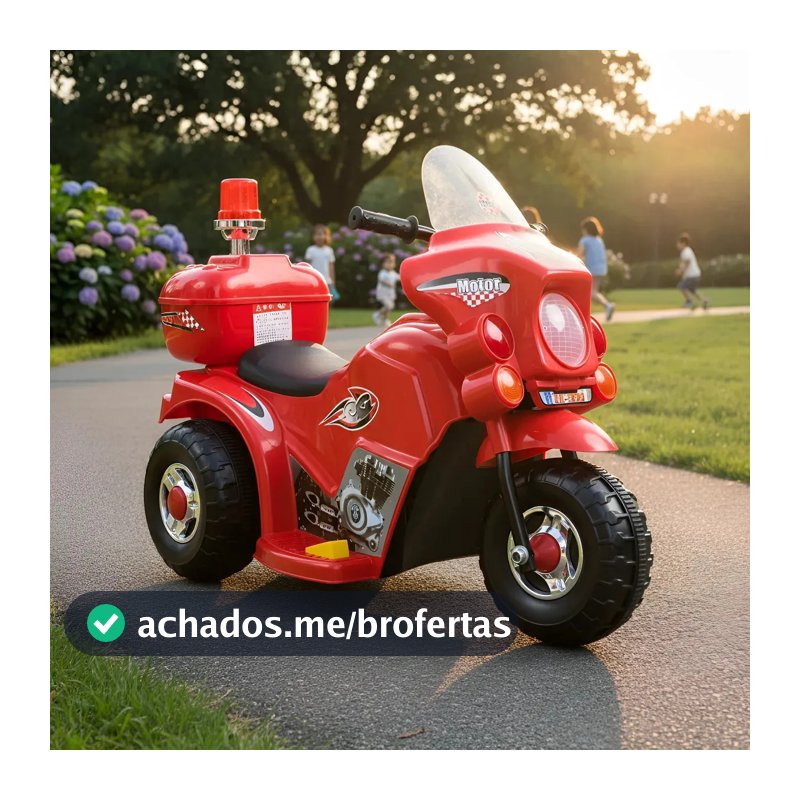 Moto Elétrica Brinq Kids Giroflex Infantil 6V Vermelha Com Baú e Pedal