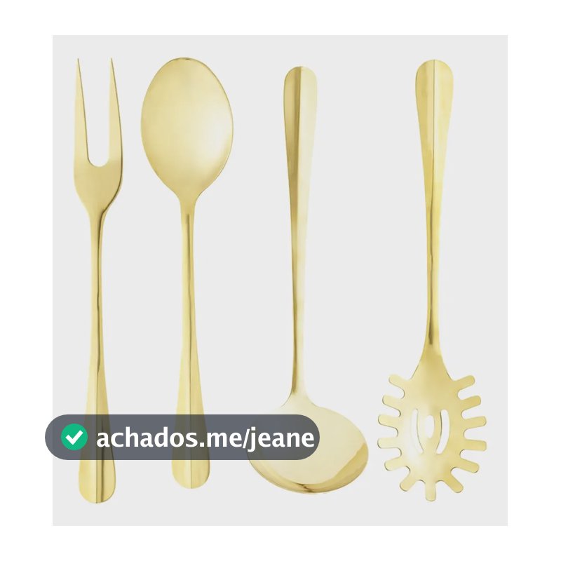 Kit Utensílios Cozinha Dourado Gourmet Positano 4 Pçs Lyor Dourado
