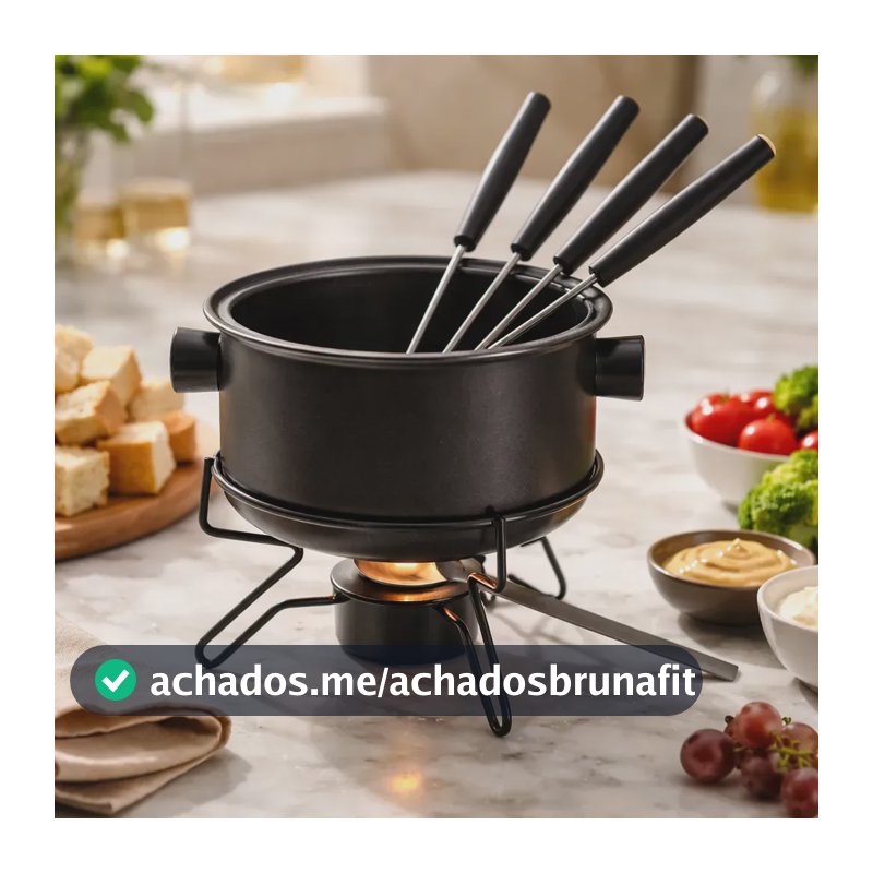 Conjunto De Fondue Panela Antiaderente Preto 700ml 7pcs - Le Roux