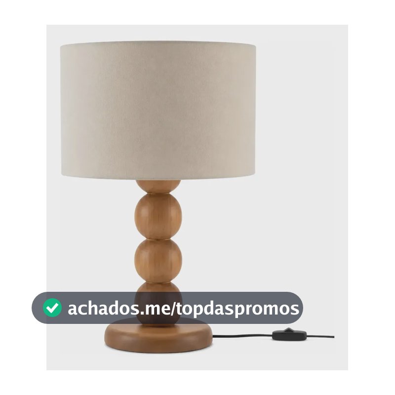 Abajur De Bola Torneado Moderno Cúpula Tecido Algodão Crú Marrom-claro 127/220v