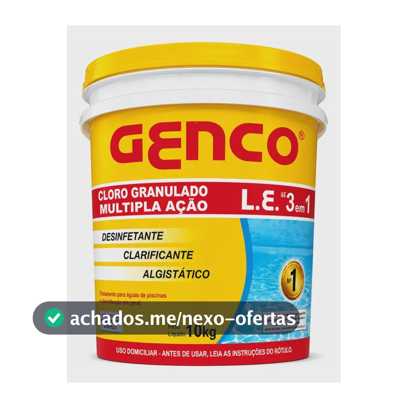 Cloro Genco Multiação 3 Em 1 Granulado 10kg Limpeza Piscinas