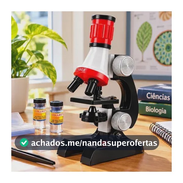 Microscópio Educacional Monocular Biologia Stem 100x 400x 1200x Cor Branco-vermelho-preto
