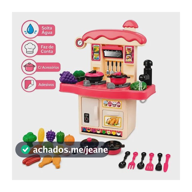 Cozinha Infantil Completa Brinquedo Rosa Panelinha Fogão Rosa