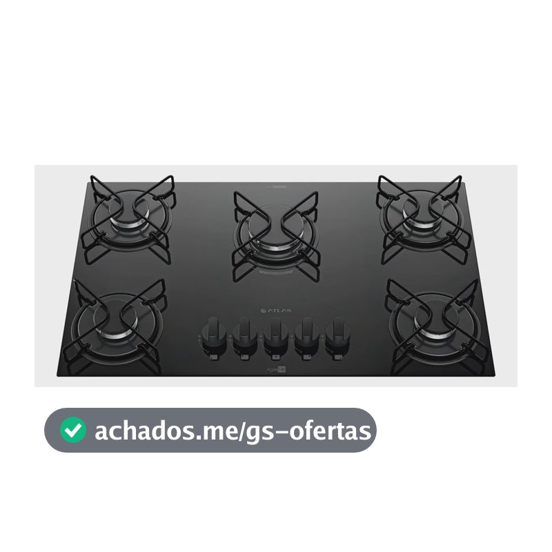 Cooktop 5 Bocas A Gás Atlas Agile Up Mega Chama Preto