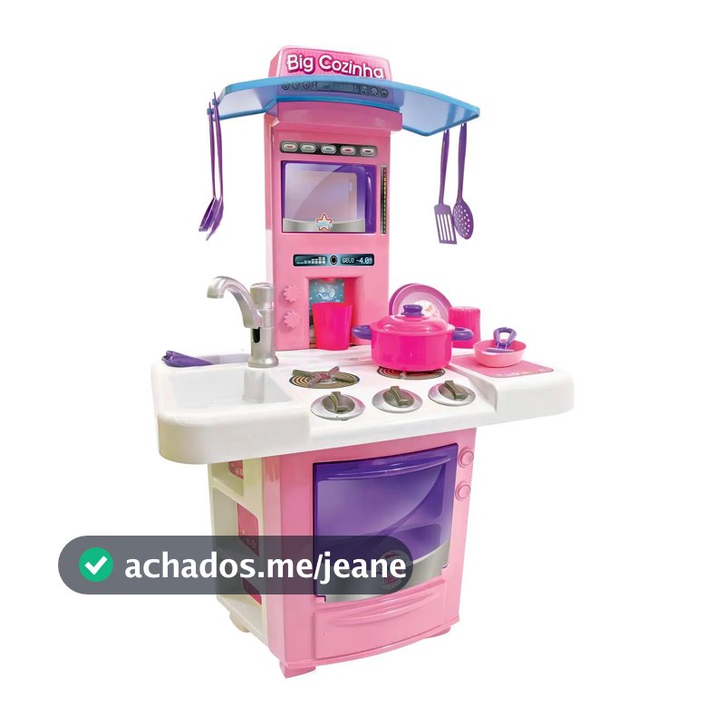Cozinha Infantil Big Star Rosa 69cm Torneira Água Fogão Forno 16 Peças