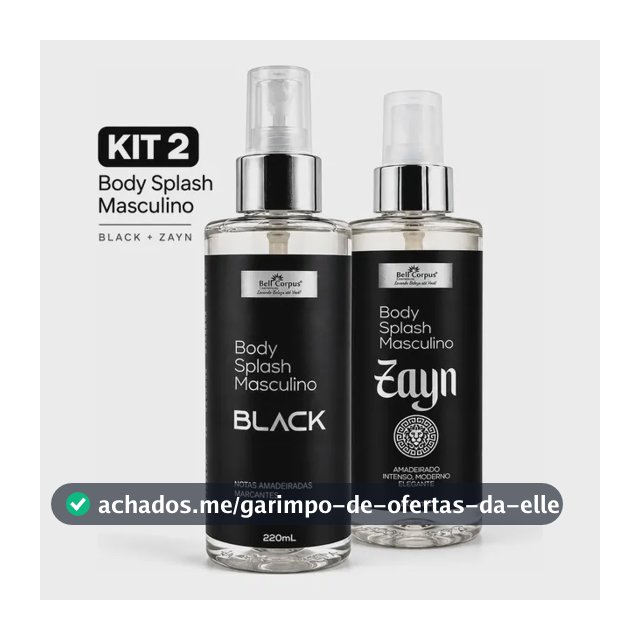 Kit 2 Body Splash Masculino  Black Zayn Perfume Fresco Amadeirado Refrescar Após Treino Cheiro Para Encontros Saídas À Noite