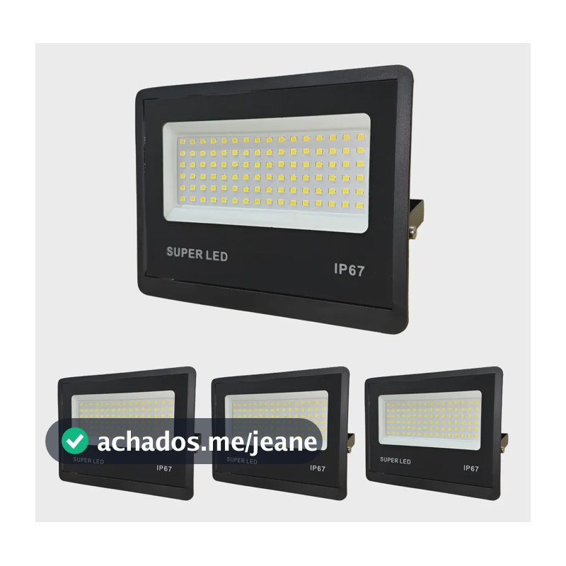 Kit 4 Refletor Holofote Led 500w Bivolt Ip67 Externo Frio 127/220v Preto Branco-frio