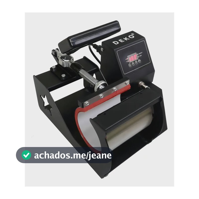 Prensa térmica cilíndrica DEKO ideal para sublimar canecas, copos, squeezes e garrafas com acabamento profissional.