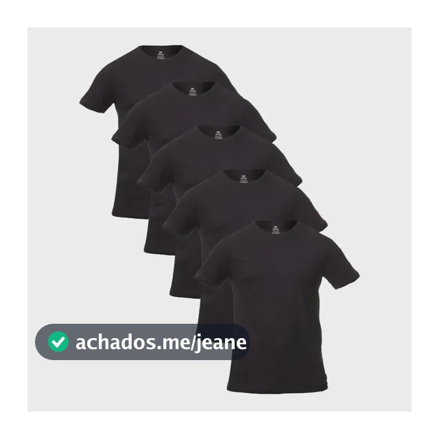 Kit Com 5 Camisetas Masculinas Básicas Slim Hering 4fv31den Preto Liso P