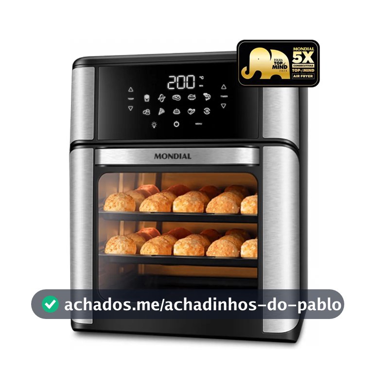 Fritadeira Air Fryer Forno Oven 12L, Mondial, 2000W - AFON-12L-BI