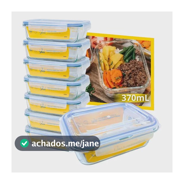 Conjunto 10 Potes Vidro Hermético 350ml 4 Travas Marmita Branco
