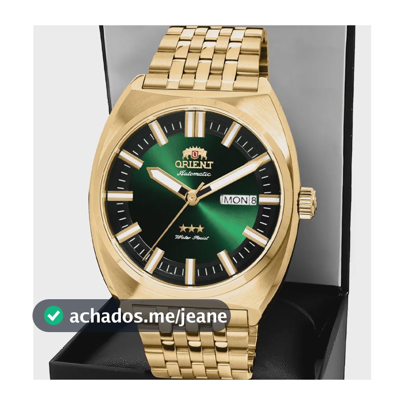 Relógio Orient Automático 3 Estrelas Dourado Verde YN6GG021