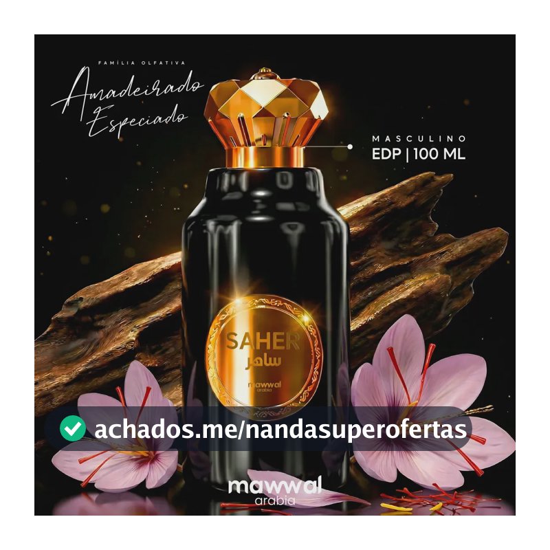 Perfume Mawwal Arabia Fantasy Saher 100ml Amadeirado, Especiados