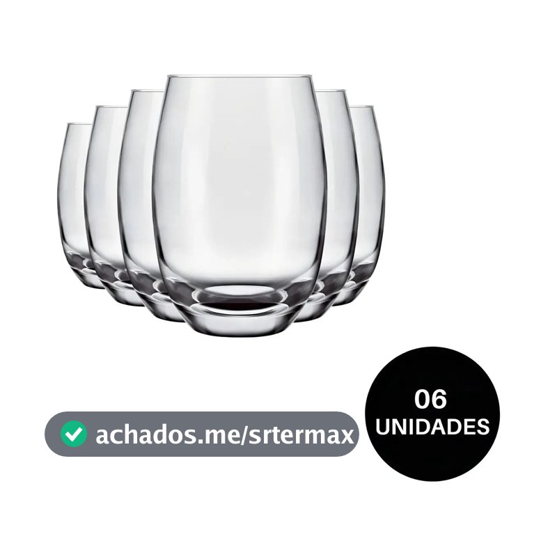 Conjunto 6 Copos de Vidro Nadir Figueiredo Aruba 465ml Transparentes
