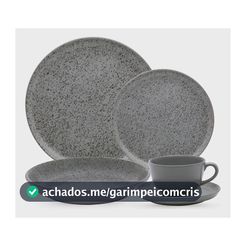 Aparelho De Jantar E Chá 20 Peças Flat Gray Cor Cinza Oxford