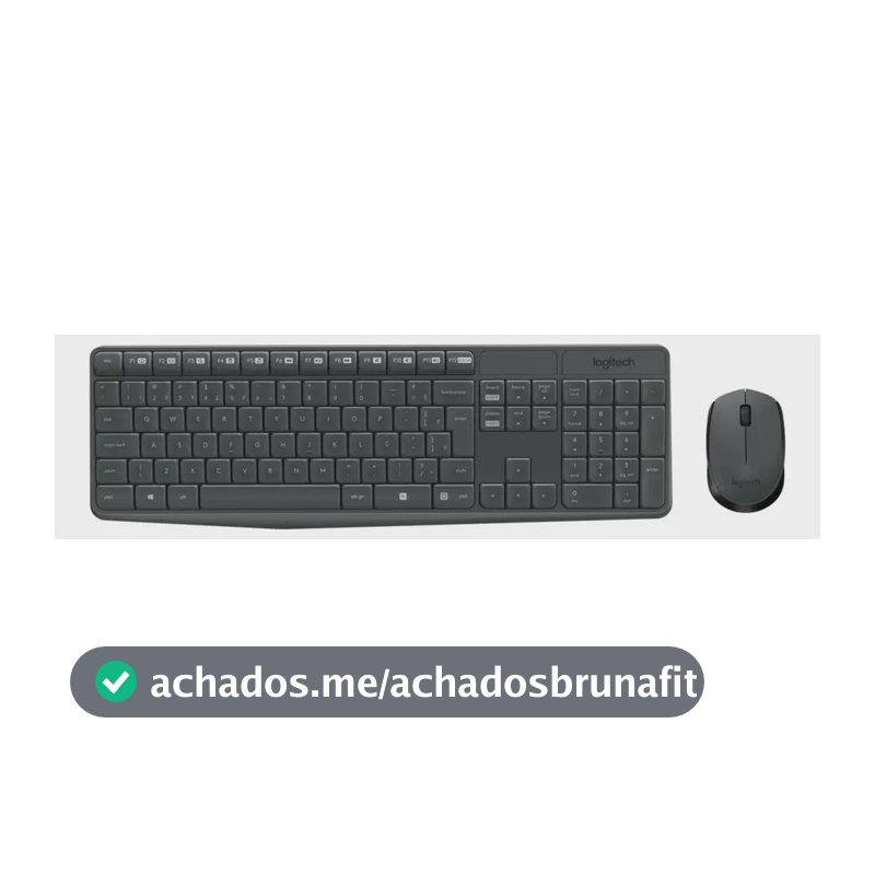 Combo Teclado e Mouse sem fio Logitech MK235 Layout ABNT2