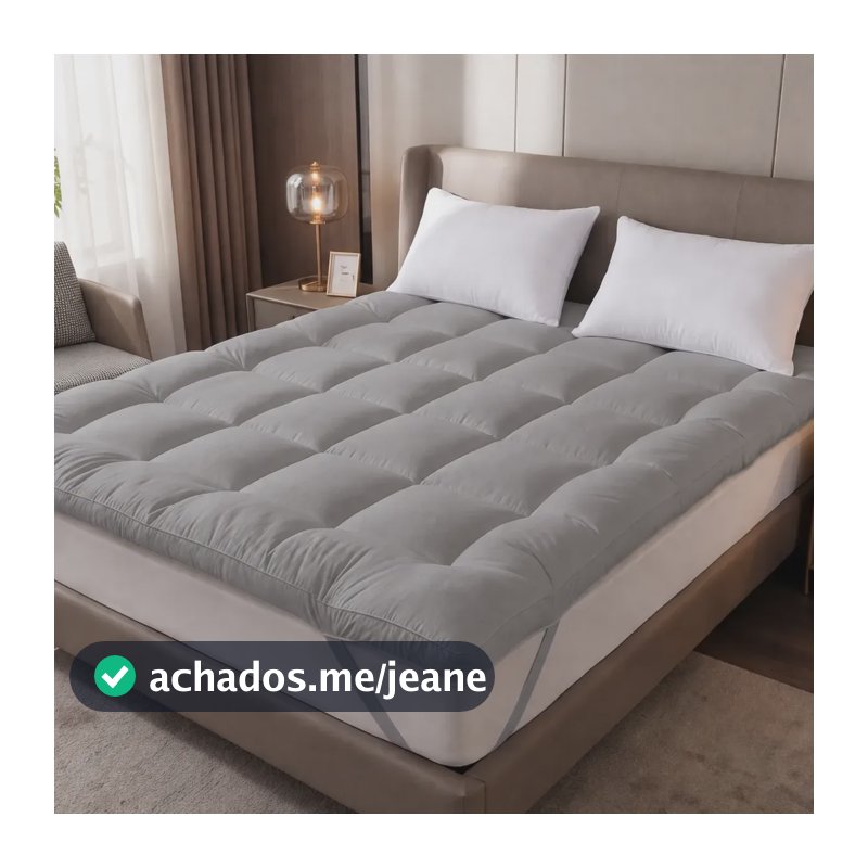 Pillow Top Protetor Colchão Casal 400 Fios Casa Casual Hotel Cinza Liso Casal