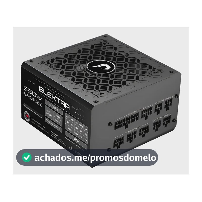 Fonte Gamer Rise Mode Elektra 650w Full Modular Selo Teclab Preto