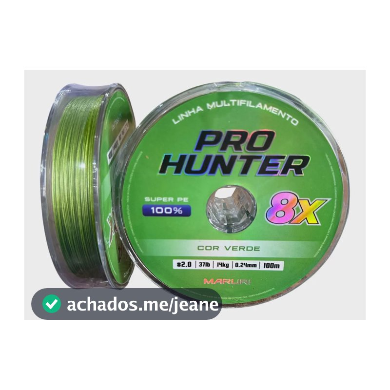 Linha Multifilamento Pro Hunter 8x 0.24mm 37lbs 100m Cor Verde