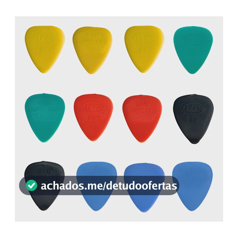 Palheta Violão Guitarra São Gonçalo Nylon 0.80mm Pacote 12 Unidades Sortidas