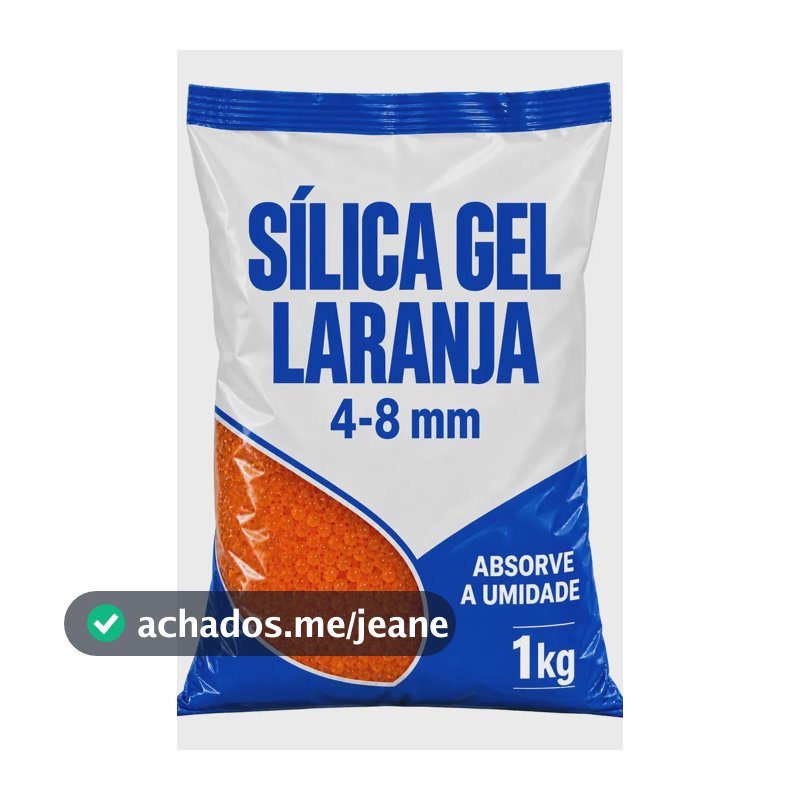 Sílica Premium Gel Laranja 4-8mm 1kg Dessecante Umidade 3d