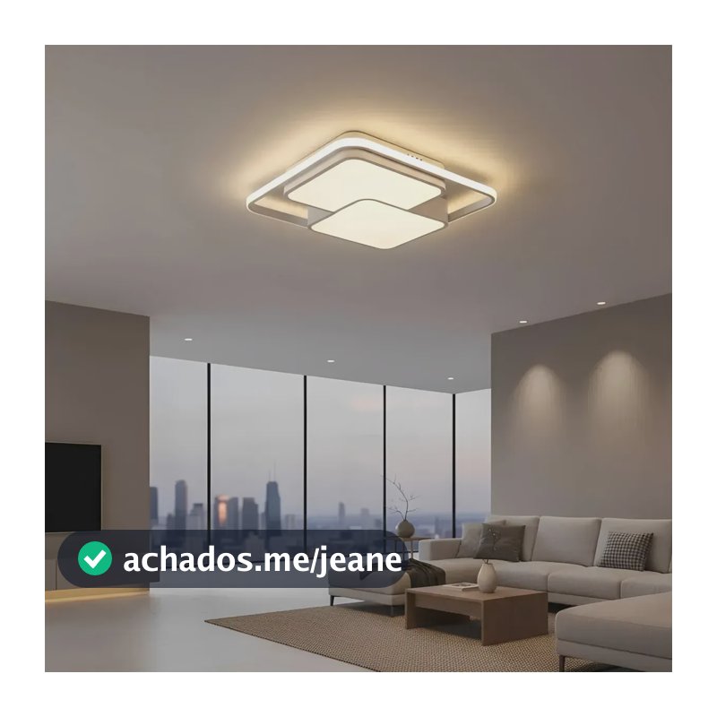 Plafon LED de Sobrepor 30W Quadrado para Teto com Luz Dourada