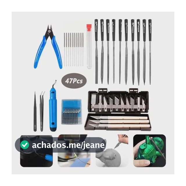 Kit 47 De Acessorios Ferramentas Completo Para Impressão 3d Manuais Orginal Novo Estilete Pinças Agulha Inox Agulhas De Limpeza De Bico Alicate Para Bambu Labs 0.2/0.25/0.3/0.35/0.4mm Acabamento