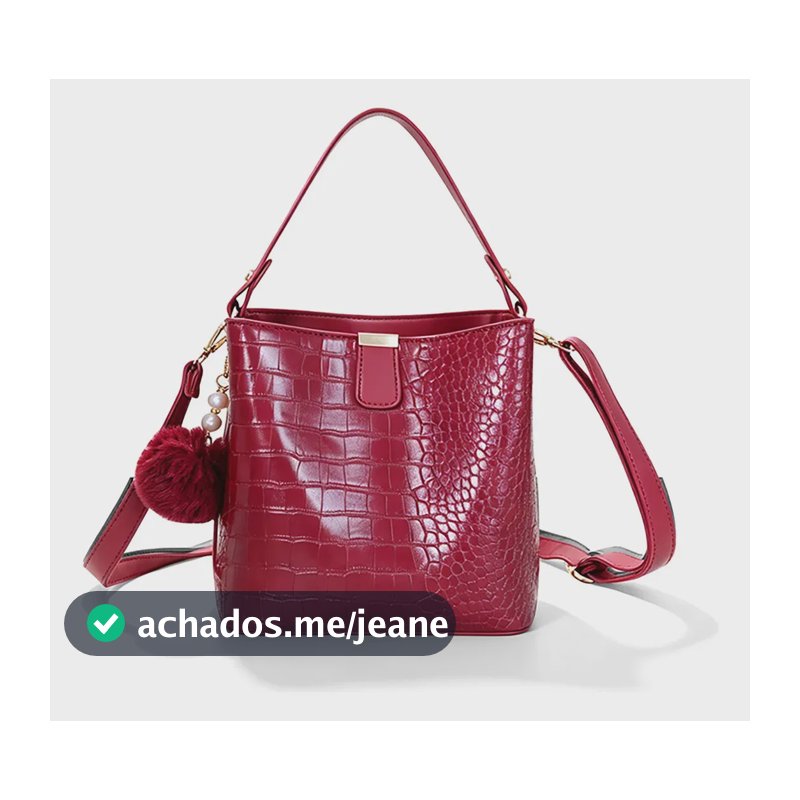 Bolsa Feminina Tomi Mito Croco Vermelha com Alça Ajustável para Ombro e Mão