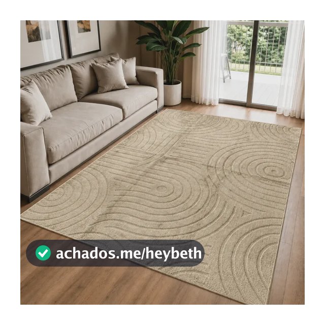 Tapete Moderno 2,0x1,5m Antiderrapante Alto Relevo Sala 2 M 1.5 M Bege