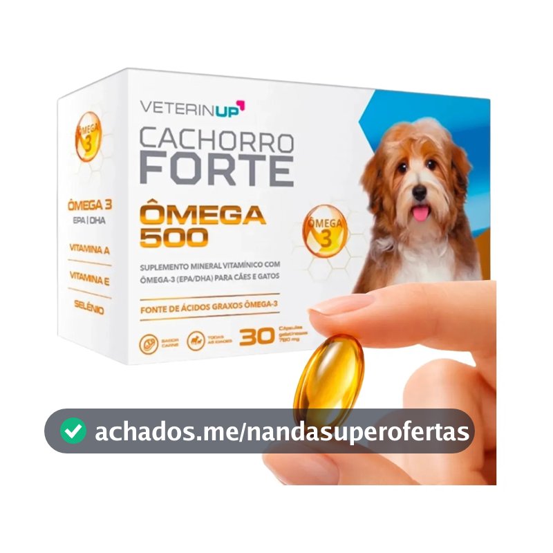 Ômega 3 Pet Cães e Gatos 1 Caixa Suplemento com EPA DHA Vitamina A Vitamina E e Selênio
