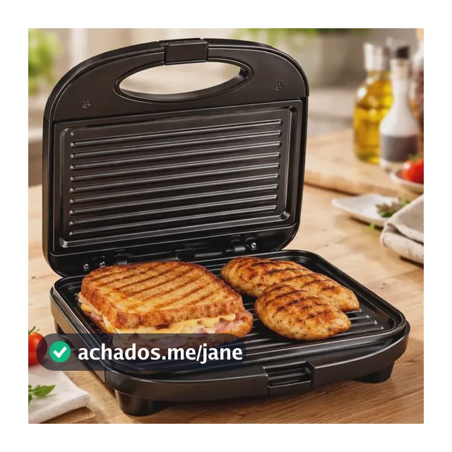 Sanduicheira Elétrica Antiaderente Grill 750w Preto 110/220v Preto 127v