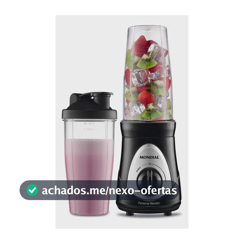 Personal Blender, Mondial, Preto/prata, 300W DG-01