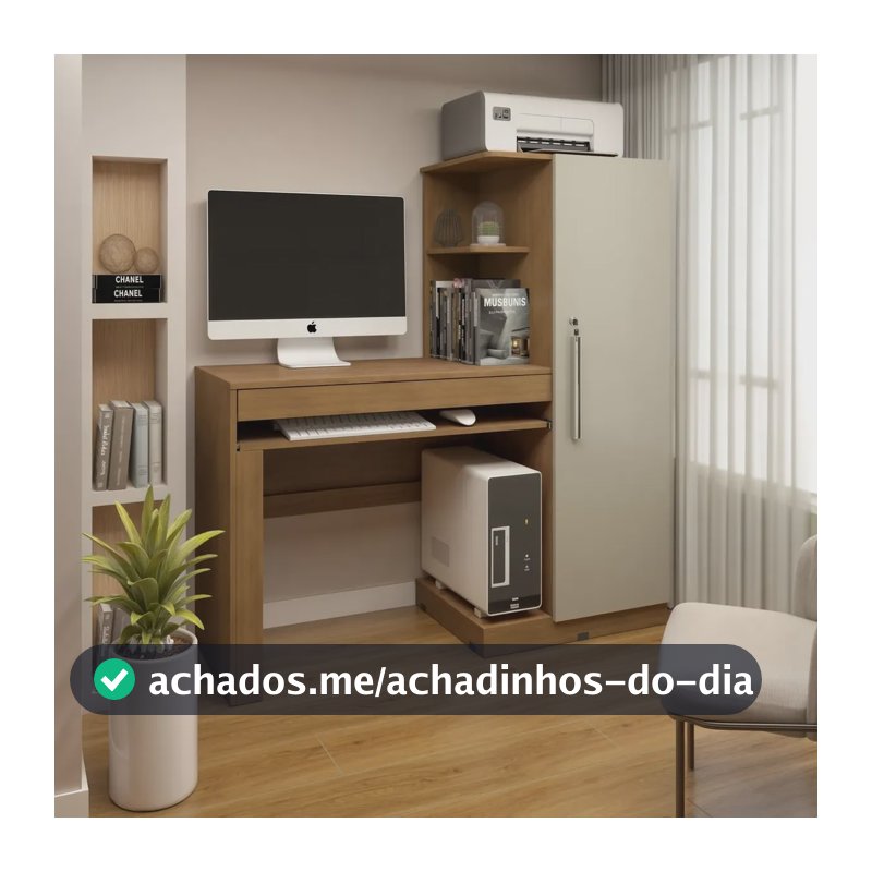 Mesa Para Computador Escrivaninha Com Armário Cinamomo/off White