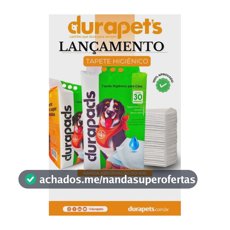 Tapete Higiênico DURAPADS de Gel Descartável com Eliminação de Odor para Cães 60x60 cm