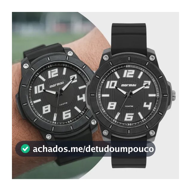 Relógio Analógico Mormaii Masculino Preto, com Pulseira de Silicone e Resistência à Água 100m