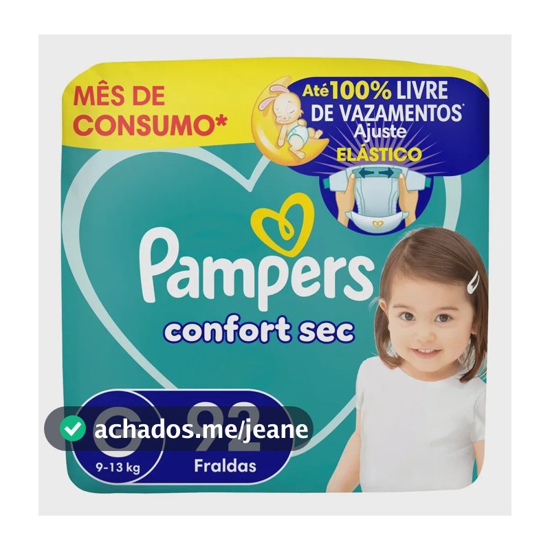 Fralda Pampers Confort Sec Tamanho G, 92 Un