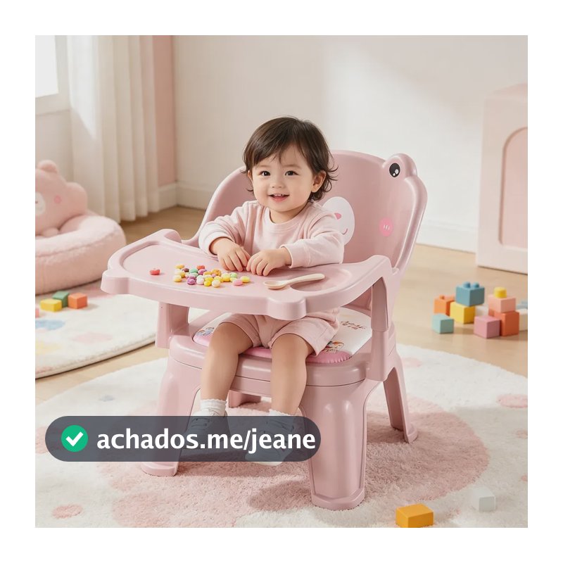 Cadeira Infantil De Alimentação Portátil Com Bandeja Ur Ursinho Rosa-pálido