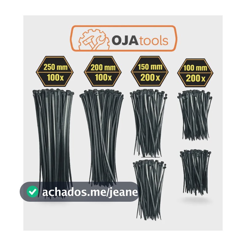 Kit 600 Abraçadeiras Nylon Enforca Gato Fita Cinta Plástica Catraca OJA TOOLS