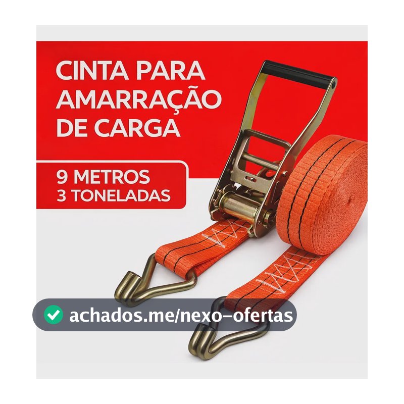 Cinta de Amarração para Cargas com Catraca, 3 Toneladas e 9 Metros