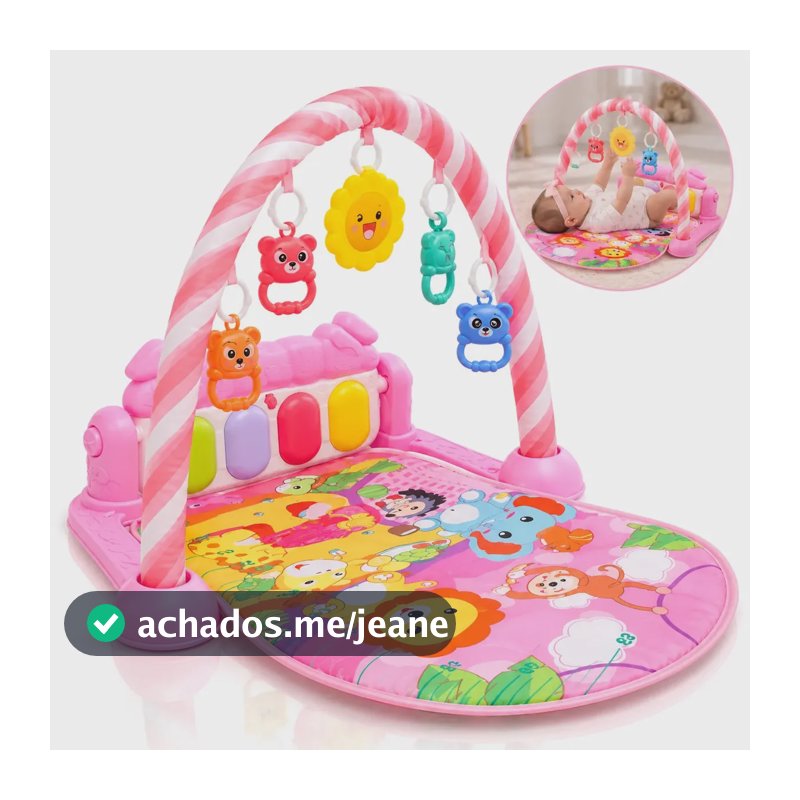 Tapete de atividades bebe infantil Piano Musical AMR-1013 Com brinquedos interativo bebe Cor Rosa