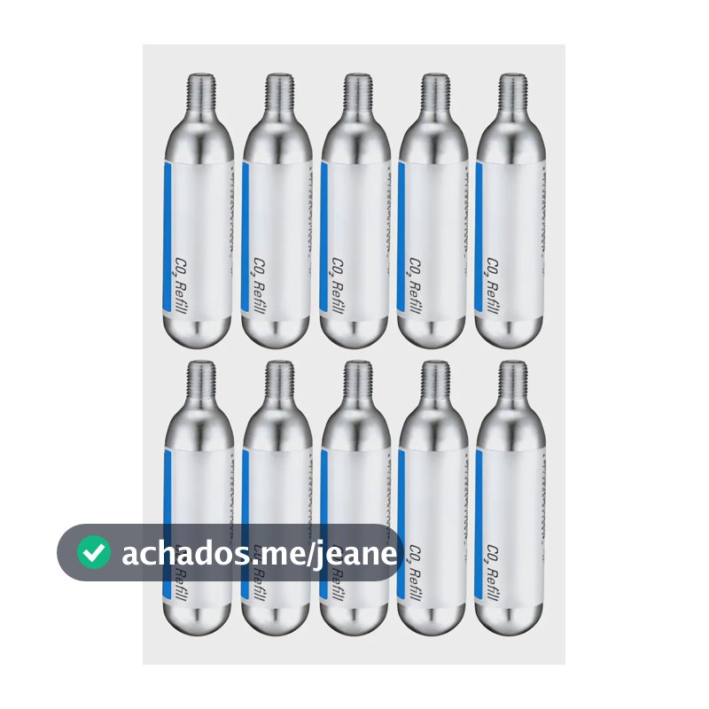 10x Cartucho Refil Cilindro De Co2 16g Pneu Bicicleta Moto Prata