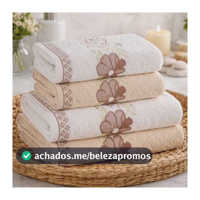 Jogo De Toalhas Karsten 100% Algodão Floral Grossa 4 Peças