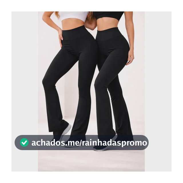 Kit 2 Calças Legging Flare Bailarina Boca De Sino Cós Alto 2 Pretas Liso Gg 44-46