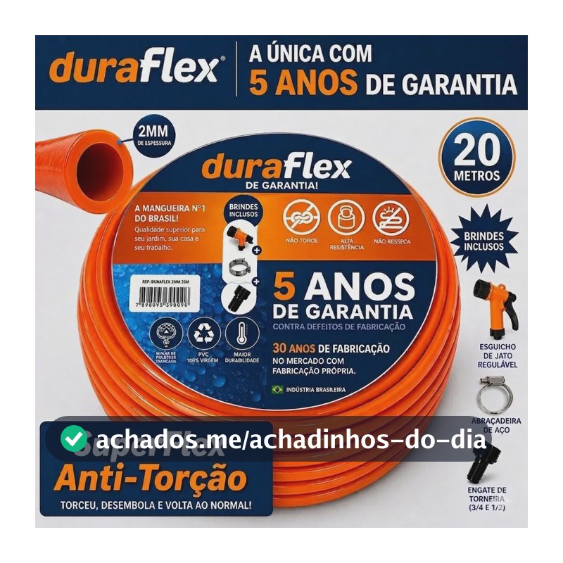 Mangueira 20metros Duraflex Silconada Reforçada Profissional Laranja