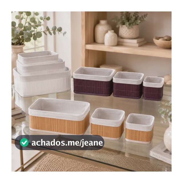 Kit 3 Cestos Bambu Organizador Minimalista Elegante Premium Bambu Vinho