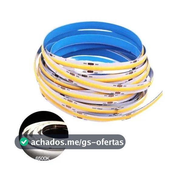 CBC Fita Led Cob Branco Frio 6000k 320 Leds Ip20 Rolo 5 Mts Cor da luz Branco-frio